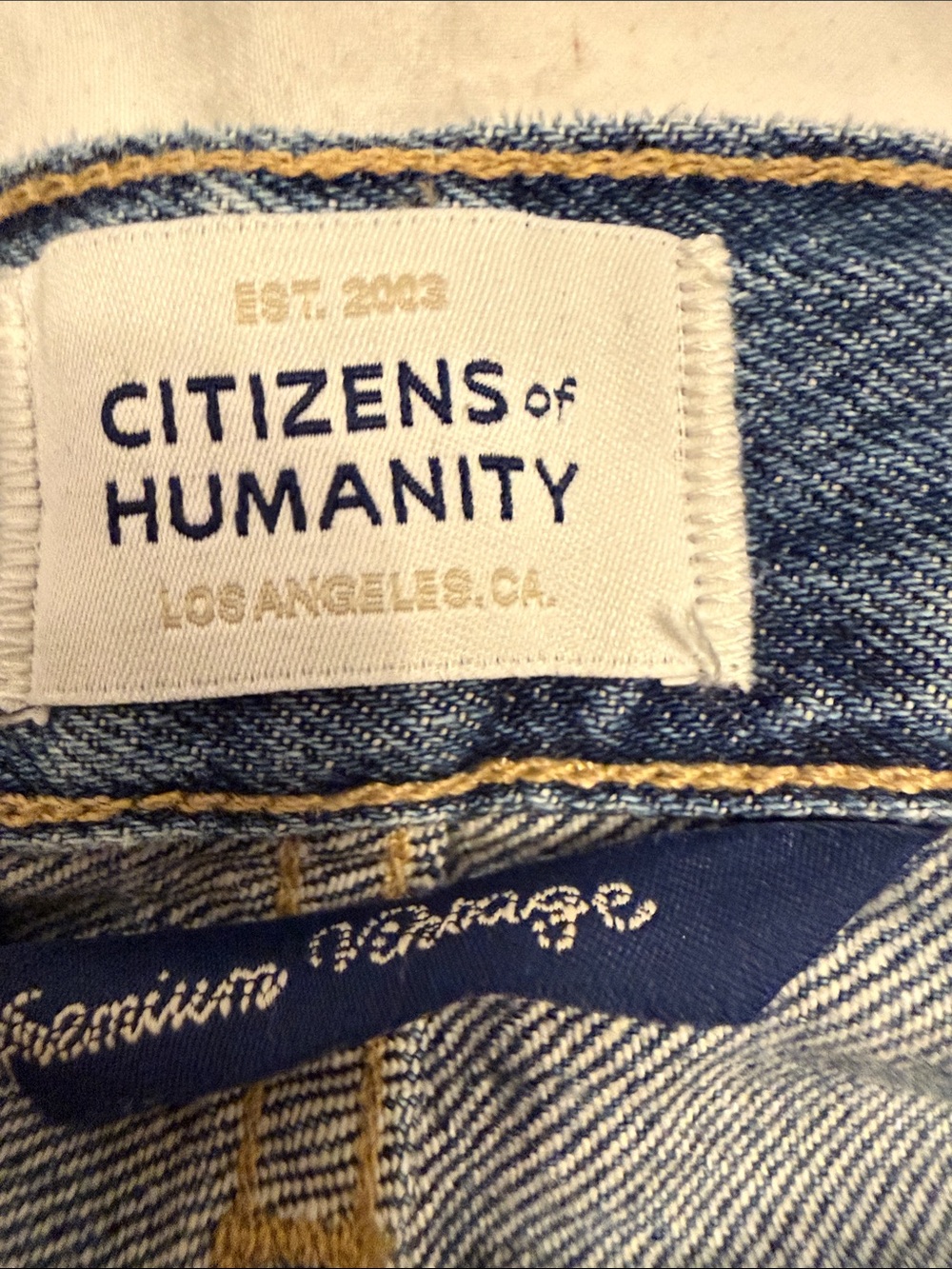 Citizens Of Humanity Straight Leg Jeans - Blue Denim - Picture 3 of 3